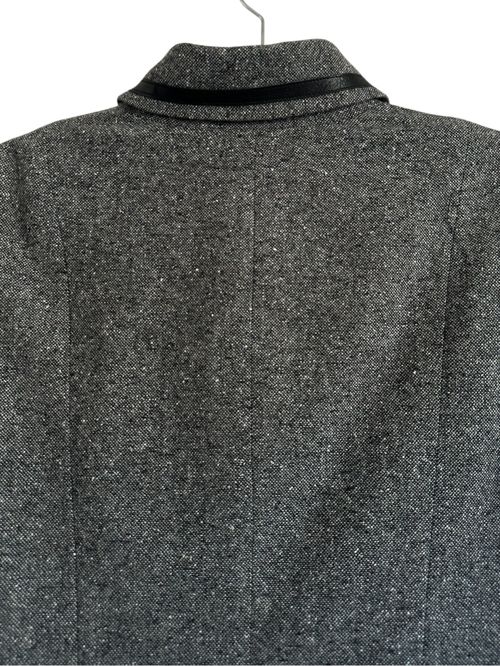 Pendleton Wool Silk Leather Trim Blazer Jacket Size 8 Black White Tweed - Picture 6 of 15